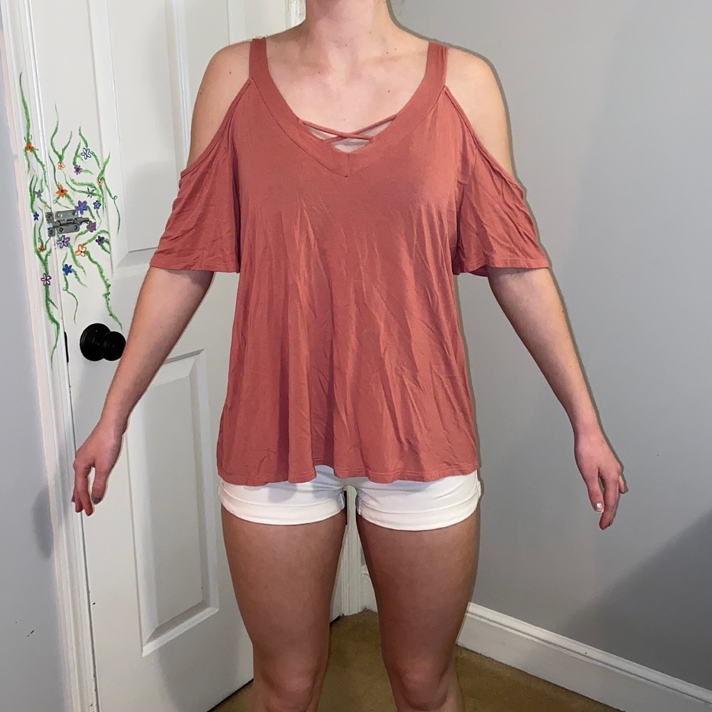 Zenobia salmon colored shirt